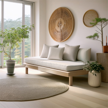 A calm room decorated with Feng Shui principles