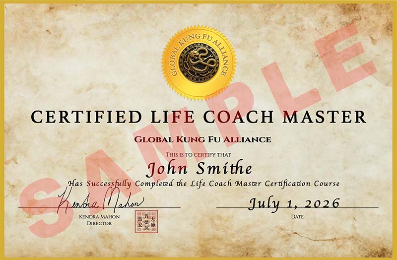 Sample life coaching certification issued by Kung Fu Kendra