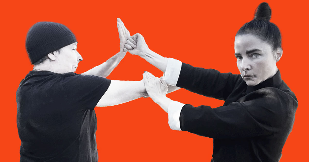 Sifu Kendra Mahon demonstrating Wing Chun technique in the online certification course
