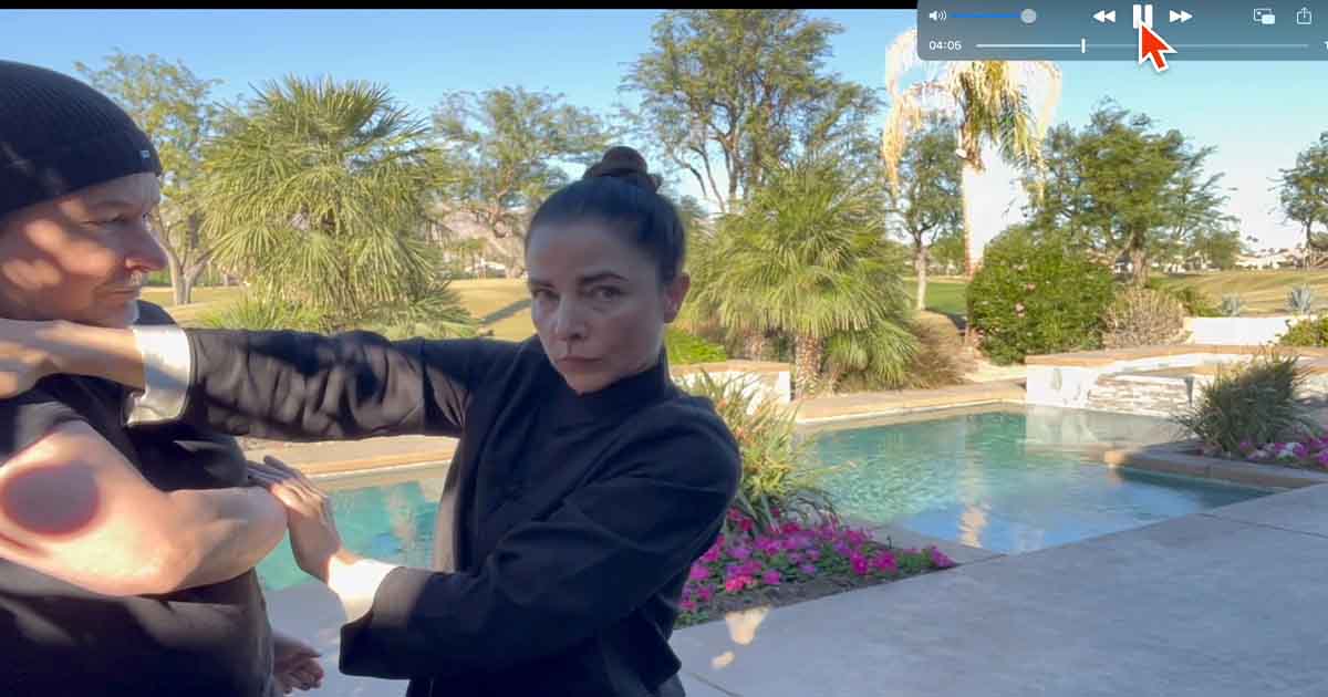 Sifu Kendra Mahon demonstrating Wing Chun techniques with a student